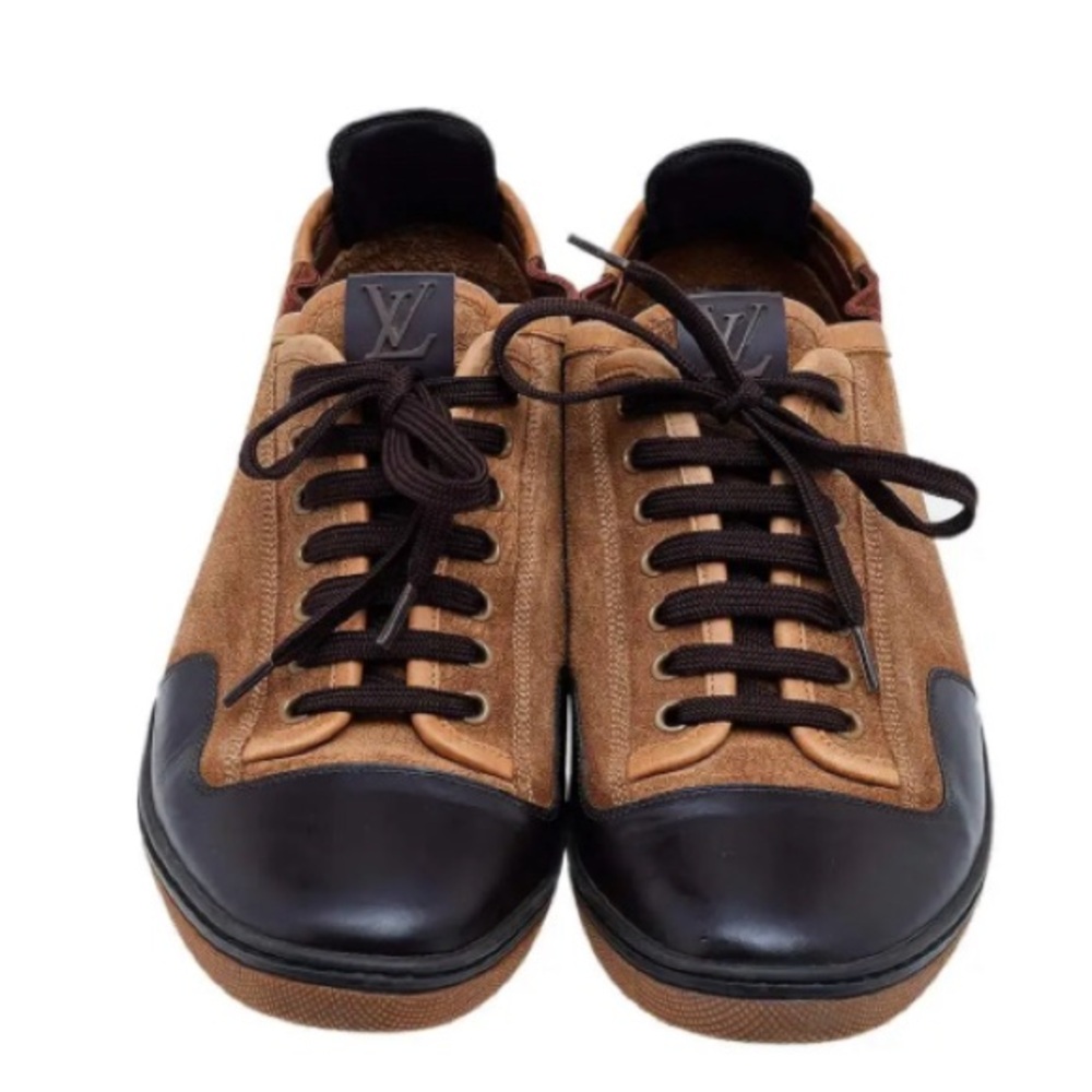 Louis Vuitton Brown/Beige Suede And Leather Slalom Sneakers Size 42